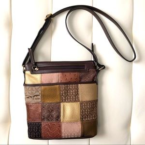 Leather patchwork crossbody bag